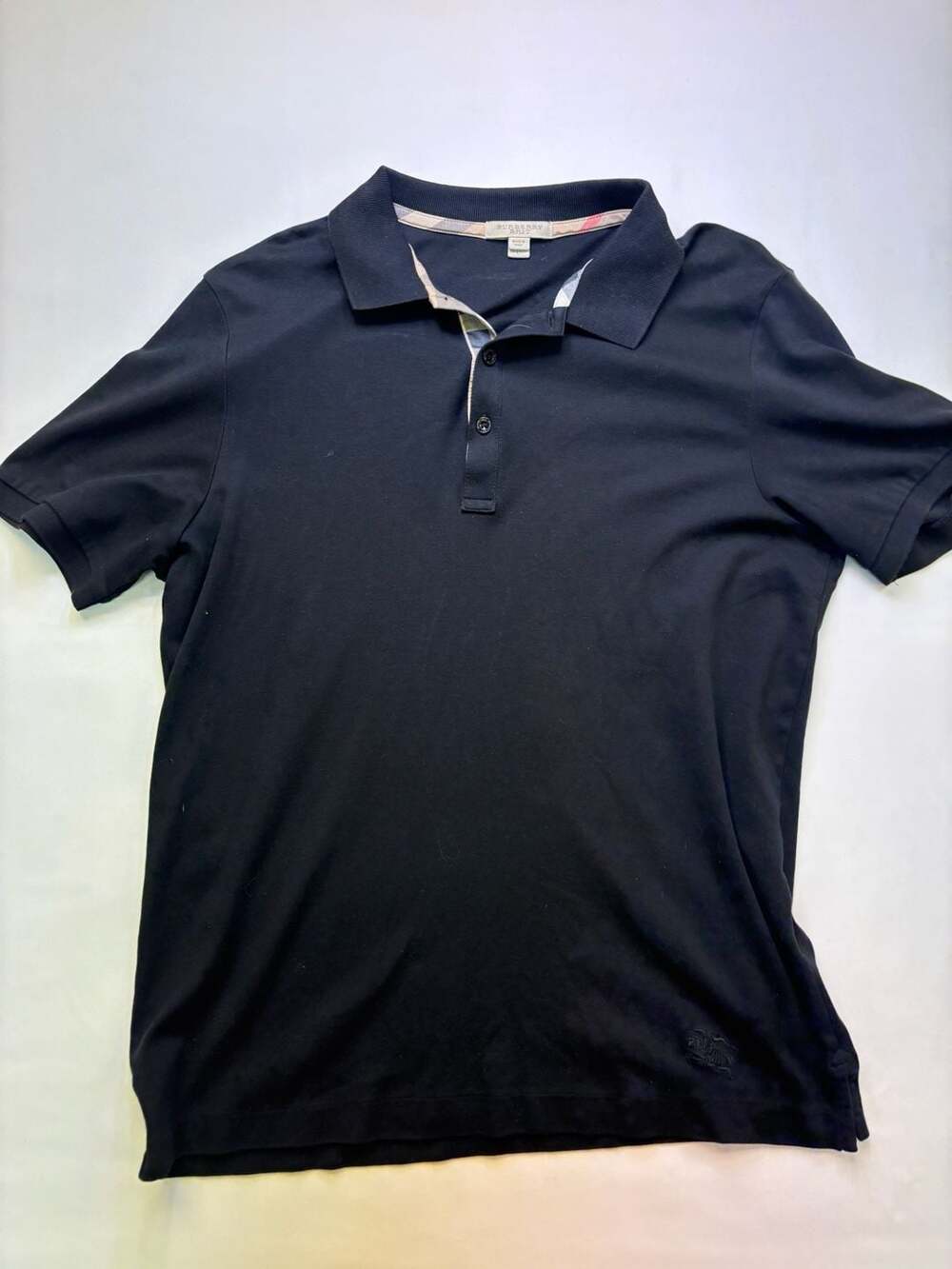 Burberry Brit Black Check Trim Polo Shirt Men's Size L